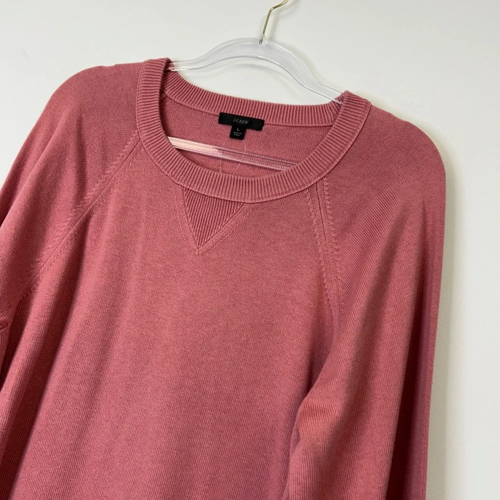 NEW J. Crew Womens Cotton Cashmere Pullover Sweatshirt Women's Large Pink Crew